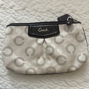 Coach Signature Cream and Brown  Wristlet